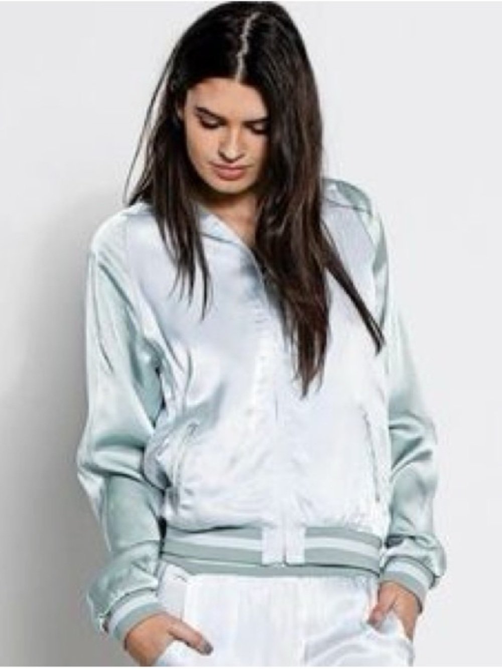 Stone Row X Georgia May Jagger Blue Color Block Zip Up Jacket